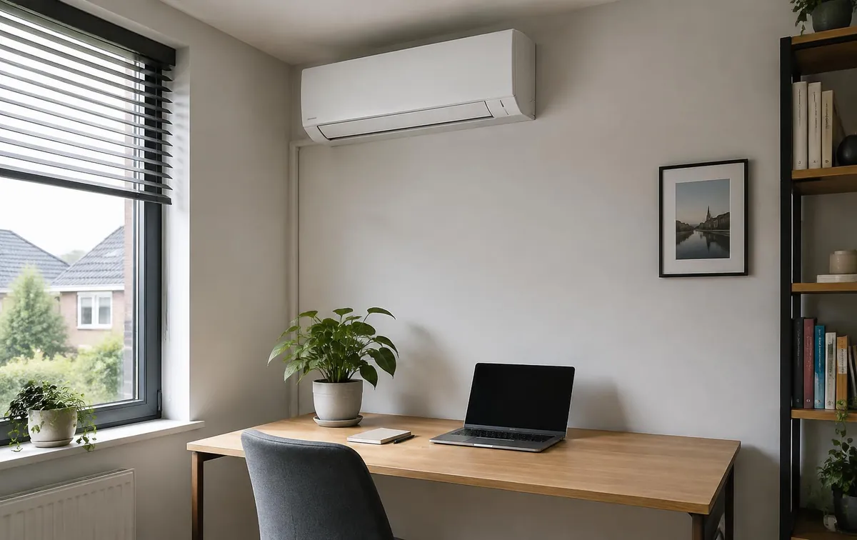 Strak geplaatste airco in de home-office